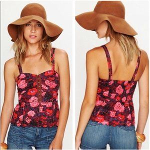Free People Maroon Floral Hook & Eye Tank